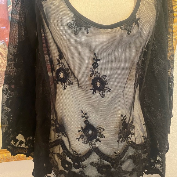 Black off shoulder sheer blouse - Picture 8 of 11